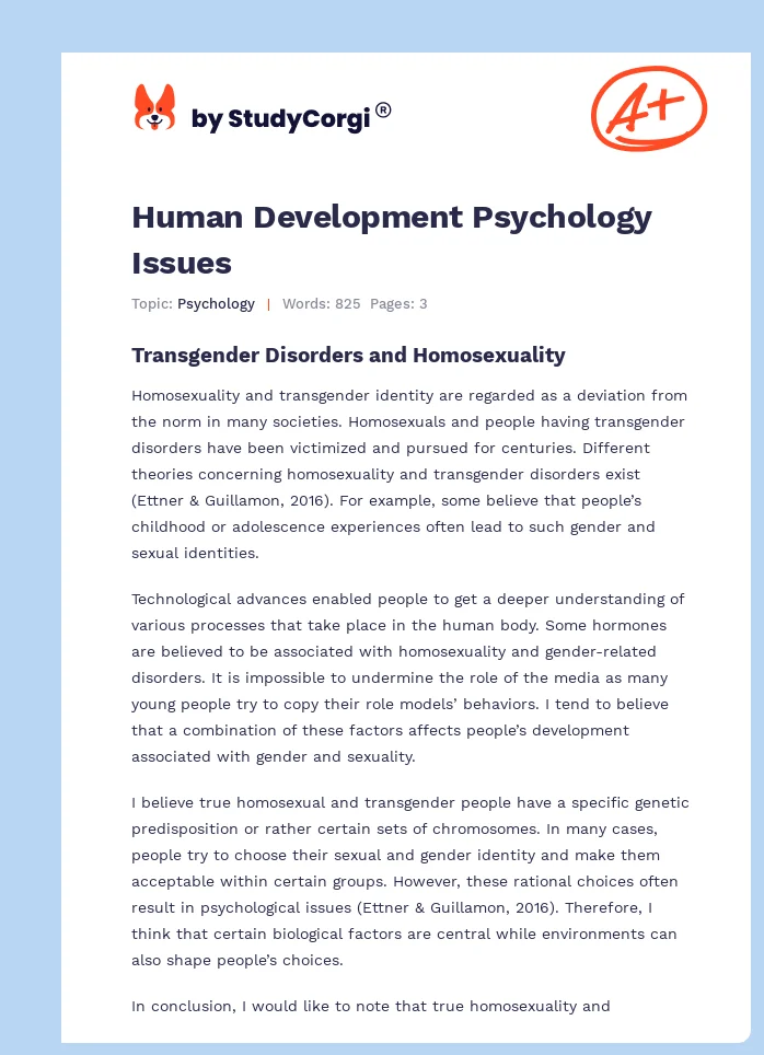 Human Development Psychology Issues. Page 1