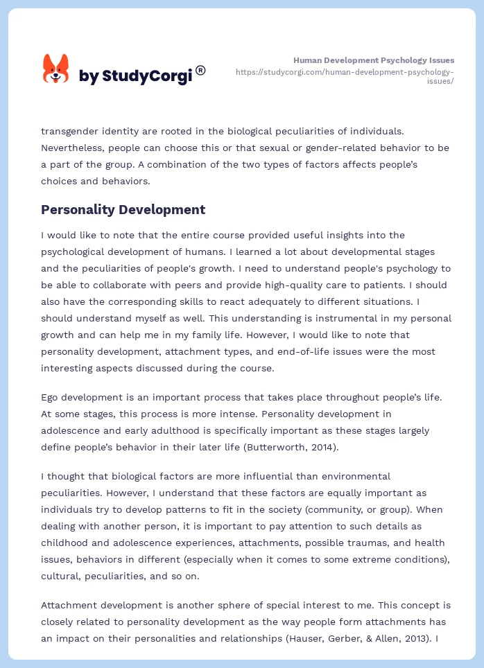 Human Development Psychology Issues. Page 2