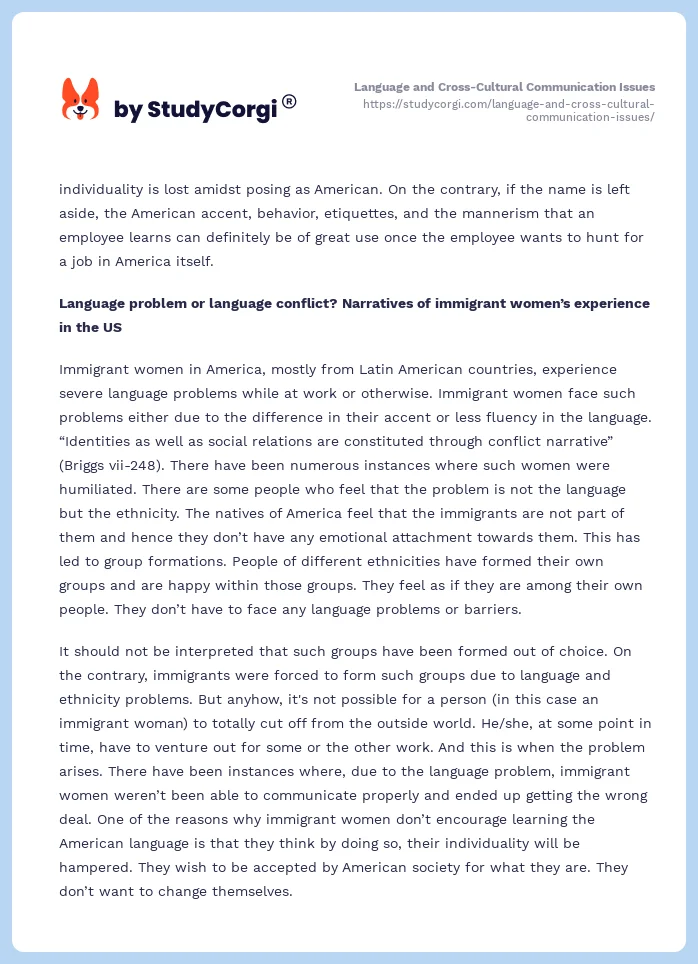 Language and Cross-Cultural Communication Issues. Page 2