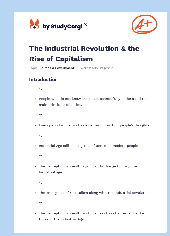 The Industrial Revolution & the Rise of Capitalism. Page 1