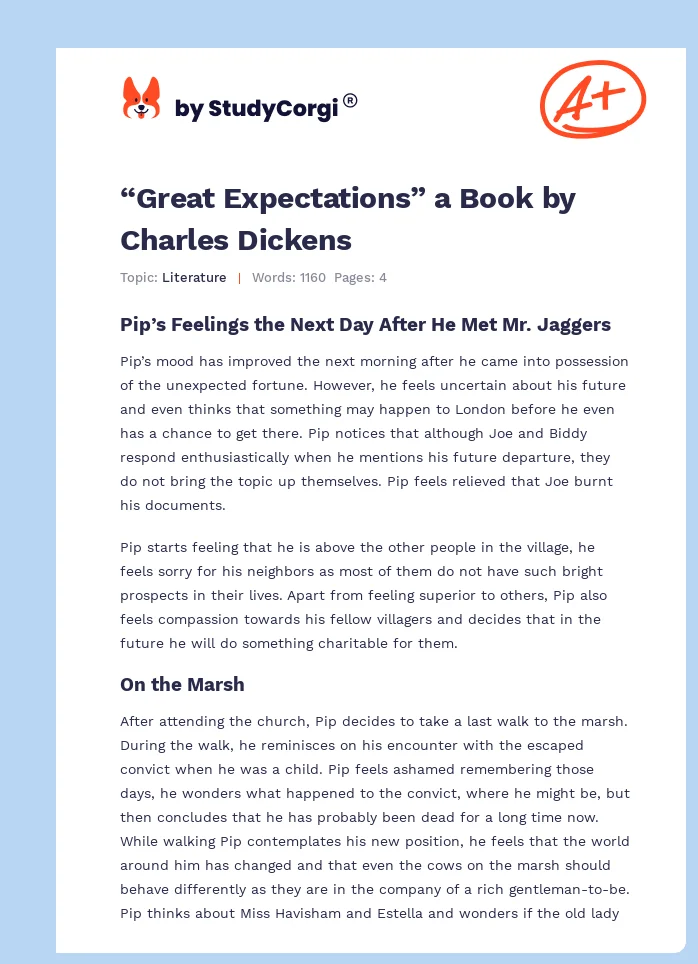 “Great Expectations” a Book by Charles Dickens. Page 1