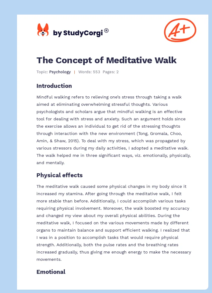The Concept of Meditative Walk. Page 1