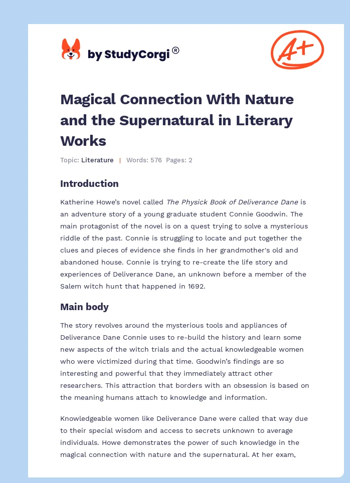Magical Connection With Nature and the Supernatural in Literary Works. Page 1