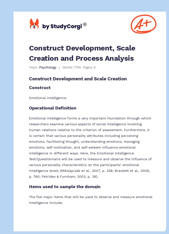 Construct Development, Scale Creation and Process Analysis. Page 1