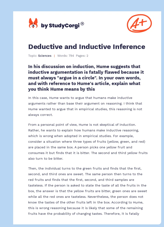 Deductive and Inductive Inference. Page 1