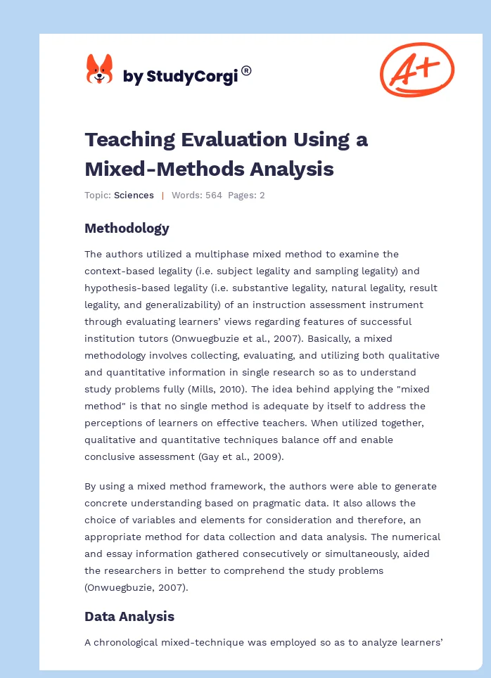 Teaching Evaluation Using a Mixed-Methods Analysis. Page 1