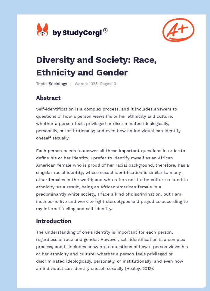Diversity and Society: Race, Ethnicity and Gender. Page 1