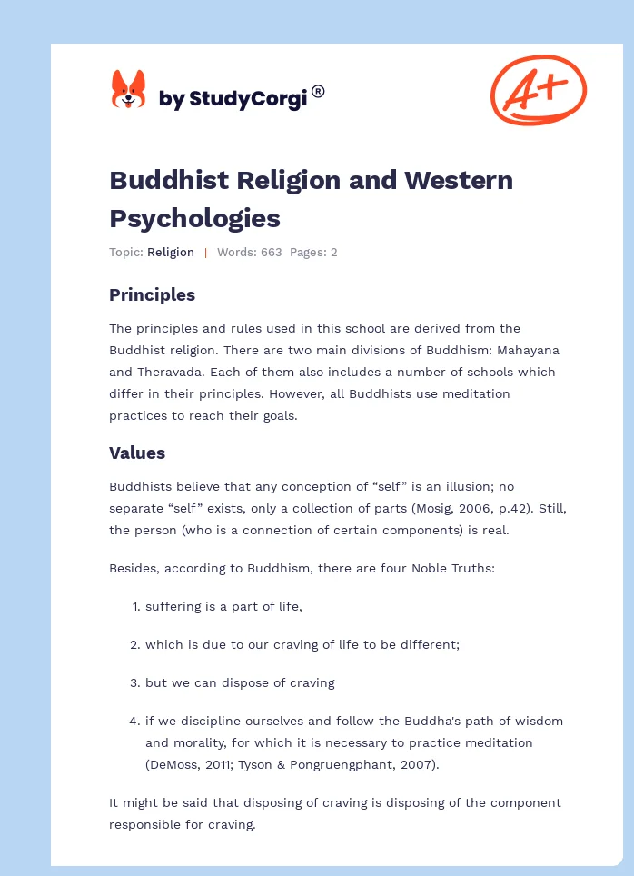Buddhist Religion and Western Psychologies. Page 1