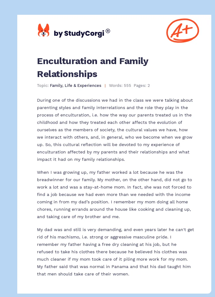 Enculturation and Family Relationships. Page 1