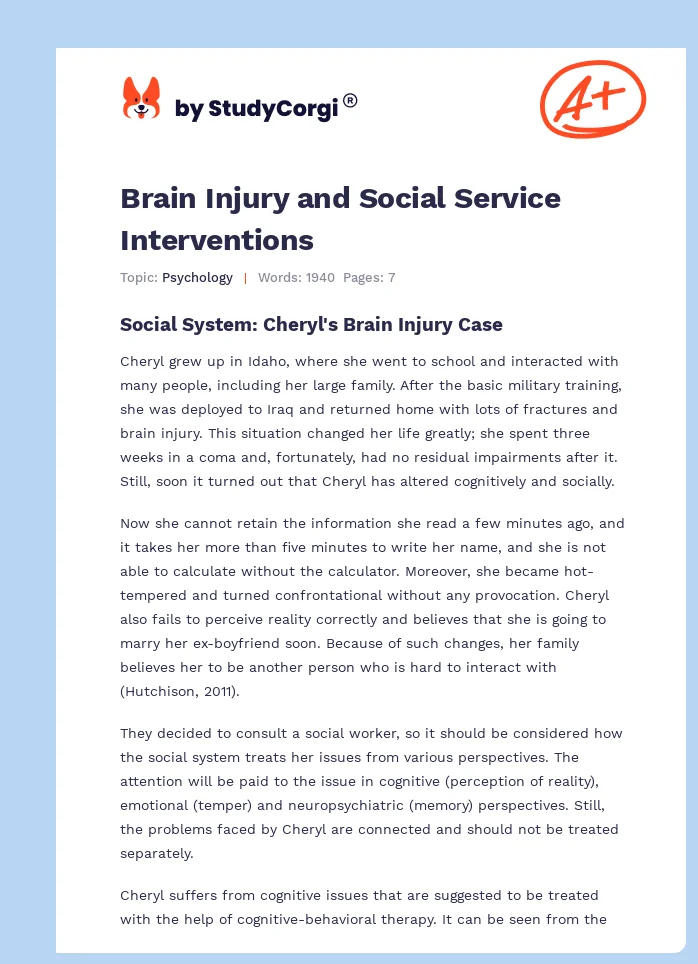 Brain Injury and Social Service Interventions. Page 1