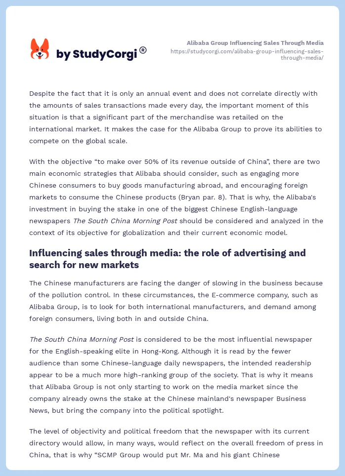 Alibaba Group Influencing Sales Through Media. Page 2