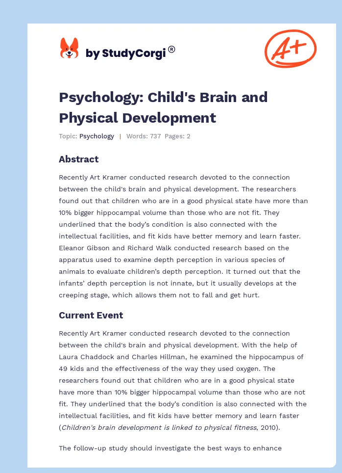 Psychology: Child's Brain and Physical Development. Page 1