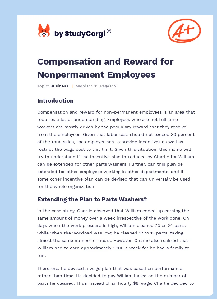 Compensation and Reward for Nonpermanent Employees. Page 1