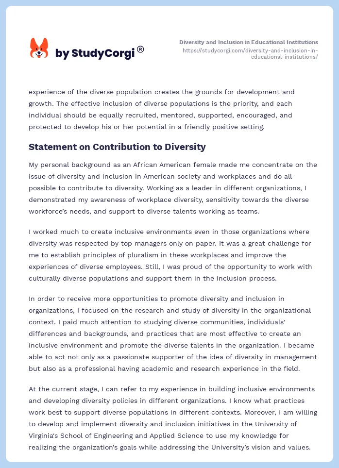 Diversity and Inclusion in Educational Institutions. Page 2