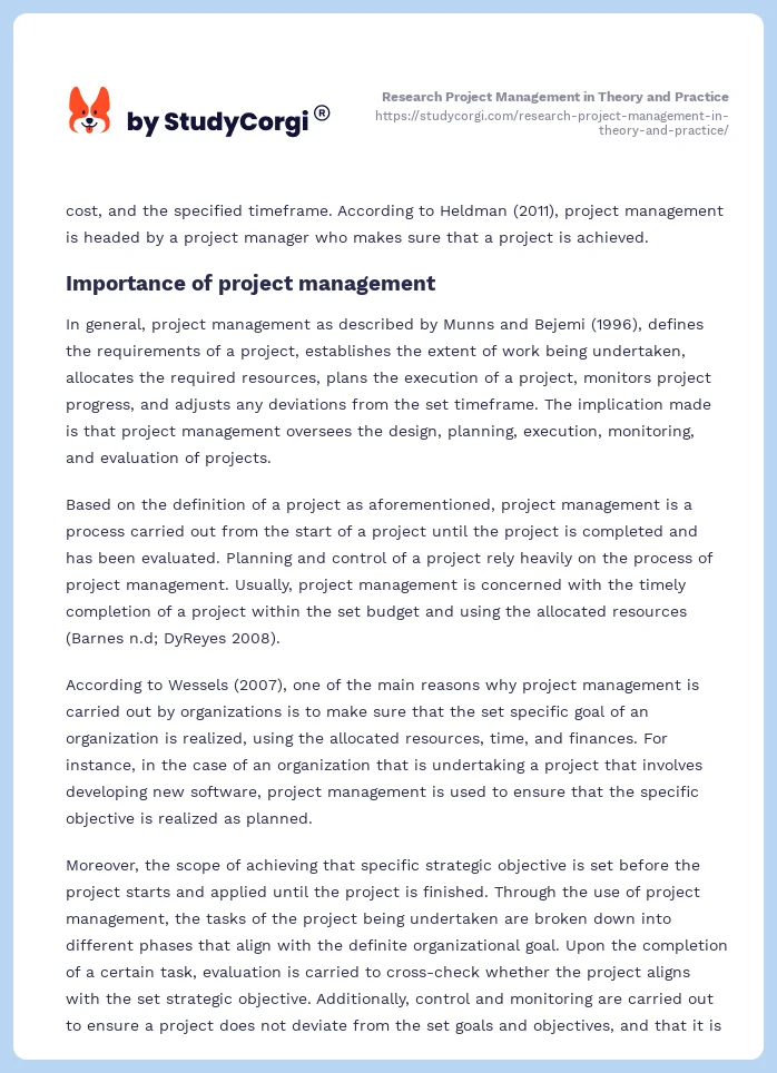 Research Project Management in Theory and Practice. Page 2