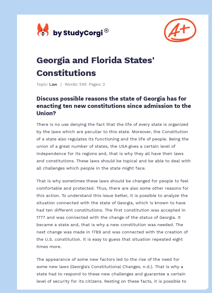 Georgia and Florida States' Constitutions. Page 1