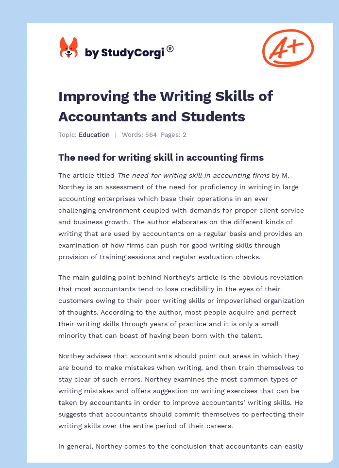 Improving the Writing Skills of Accountants and Students. Page 1