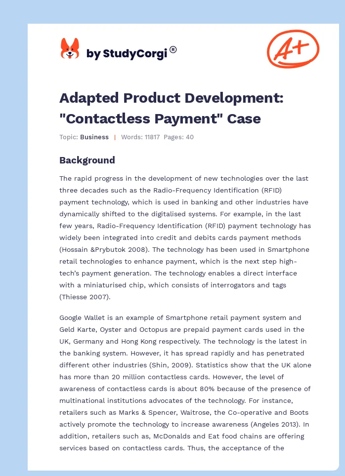 Adapted Product Development: "Contactless Payment" Case. Page 1