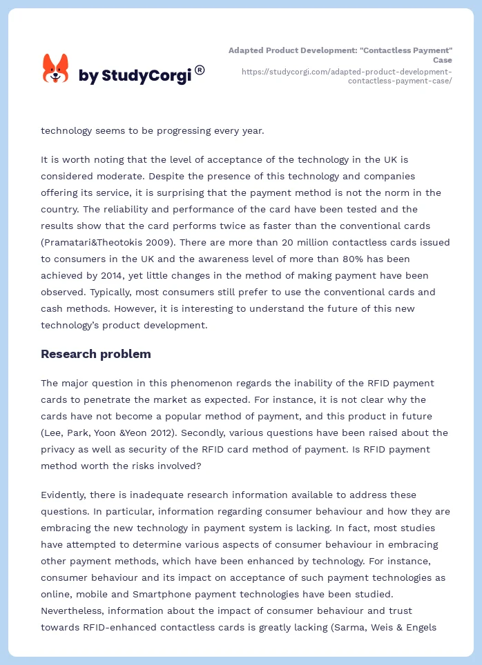 Adapted Product Development: "Contactless Payment" Case. Page 2