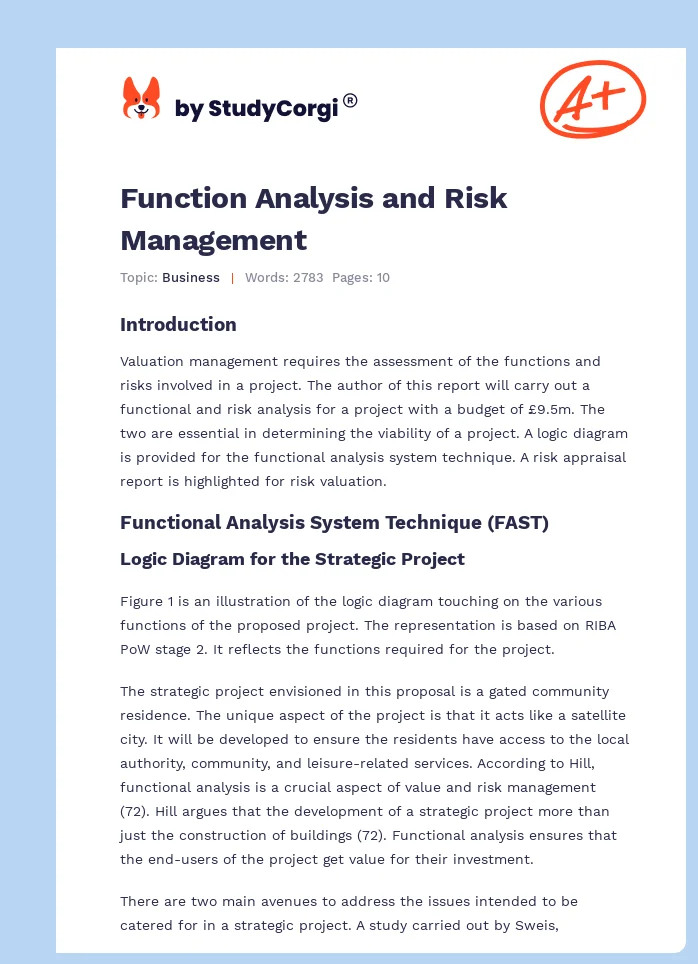 Function Analysis and Risk Management. Page 1