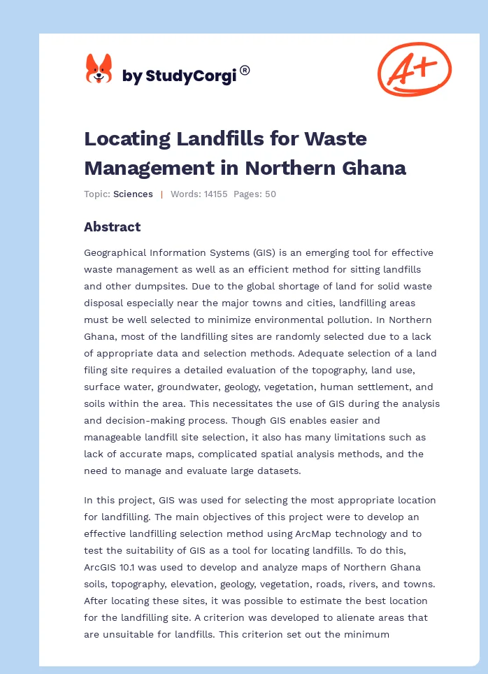 Locating Landfills for Waste Management in Northern Ghana. Page 1