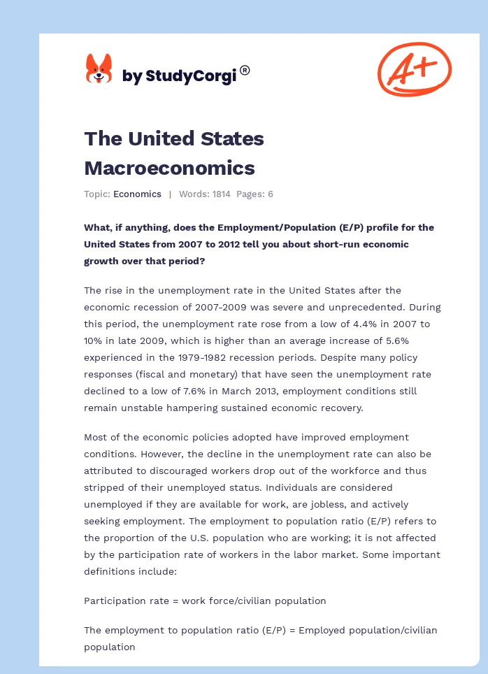 The United States Macroeconomics. Page 1