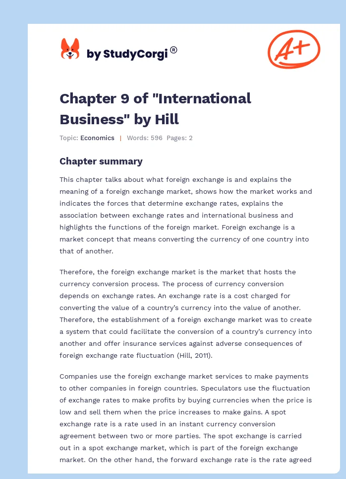 Chapter 9 of "International Business" by Hill. Page 1