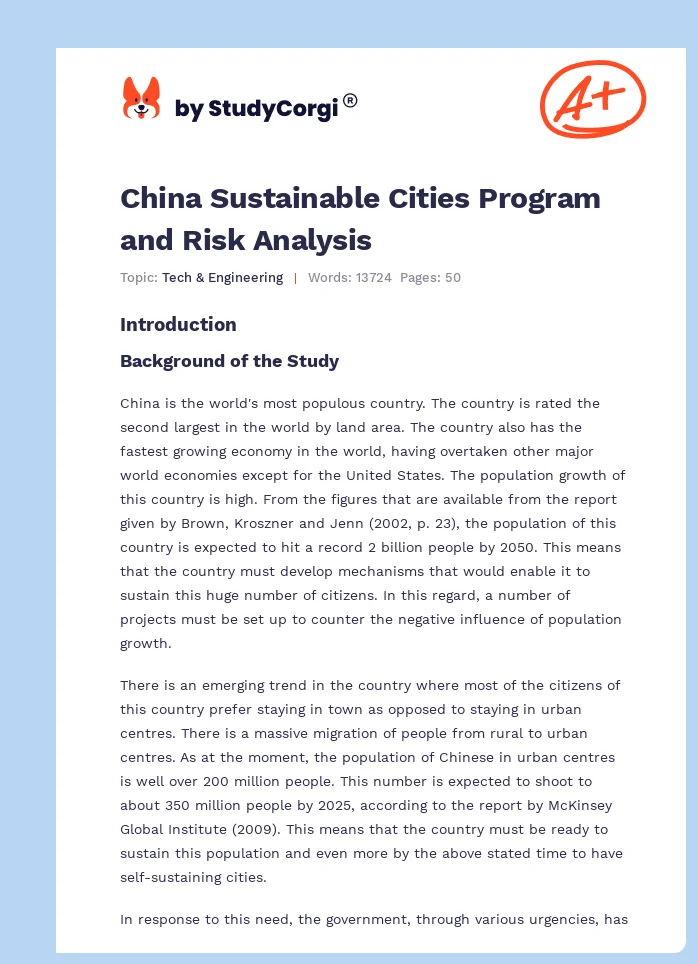 China Sustainable Cities Program and Risk Analysis. Page 1