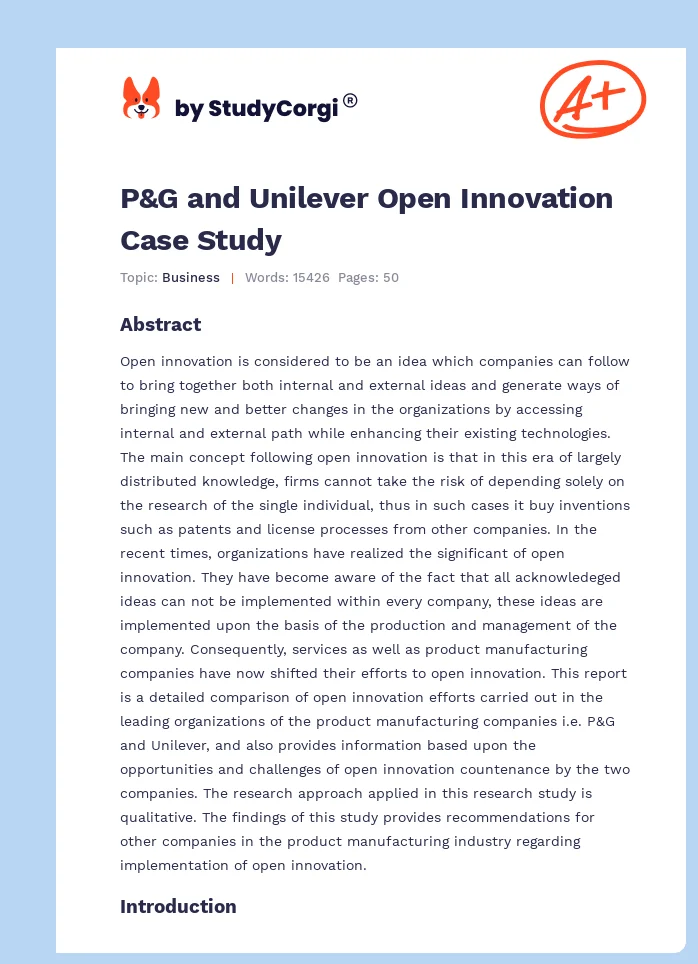 P&G and Unilever Open Innovation Case Study. Page 1