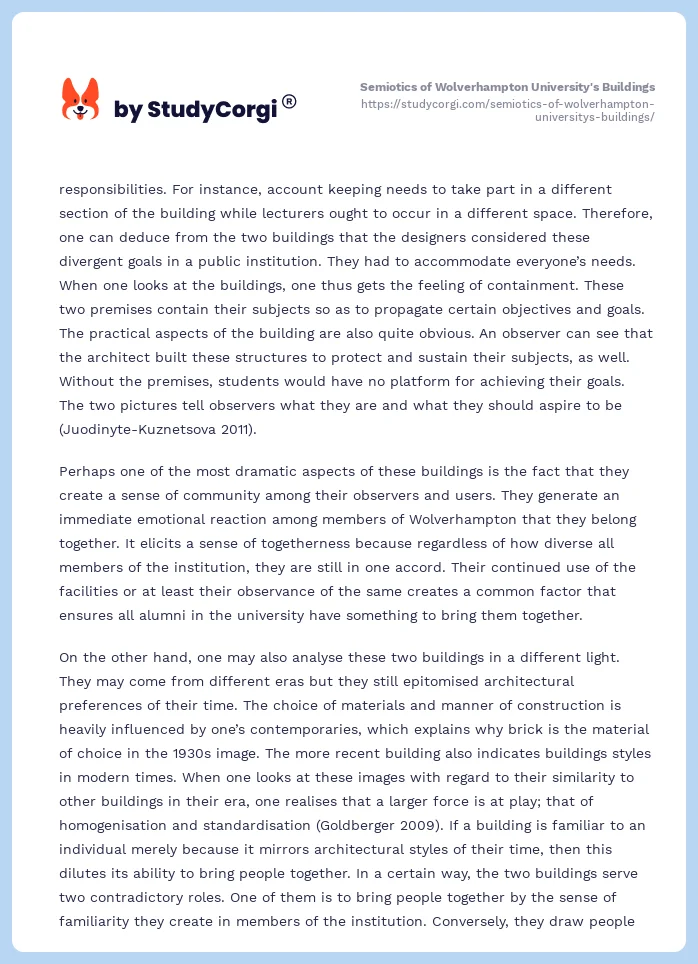 Semiotics of Wolverhampton University's Buildings. Page 2