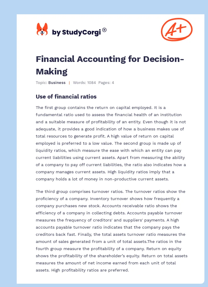 Financial Accounting for Decision-Making. Page 1