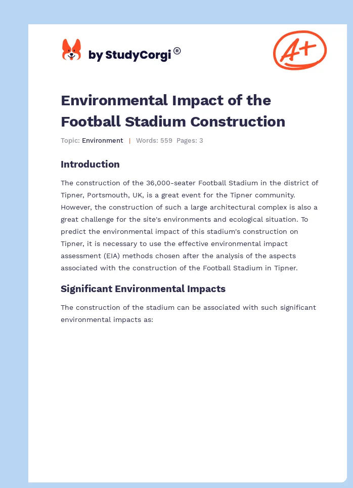 Environmental Impact of the Football Stadium Construction. Page 1