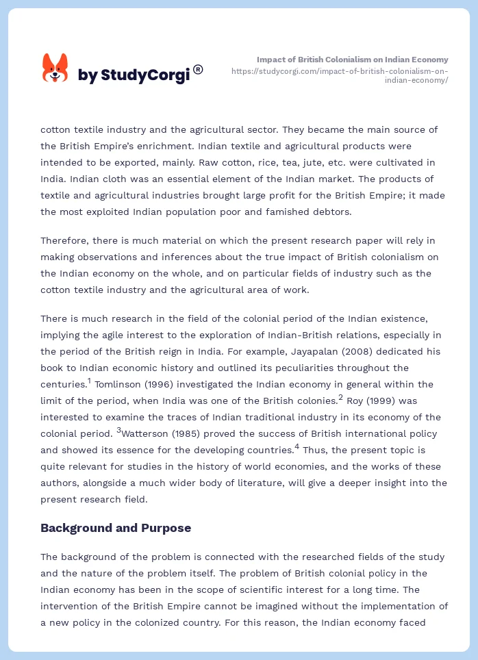 Impact of British Colonialism on Indian Economy. Page 2