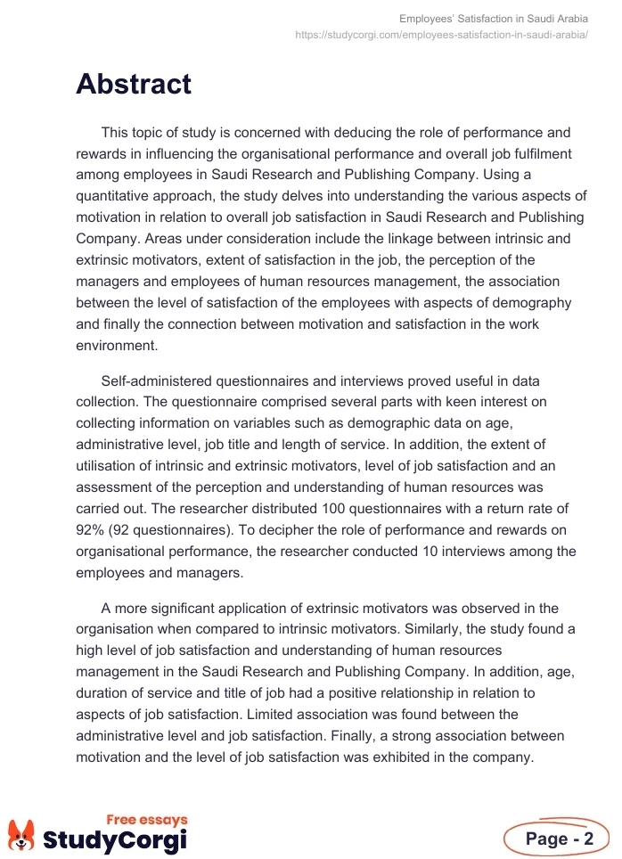 Employees’ Satisfaction in Saudi Arabia. Page 2
