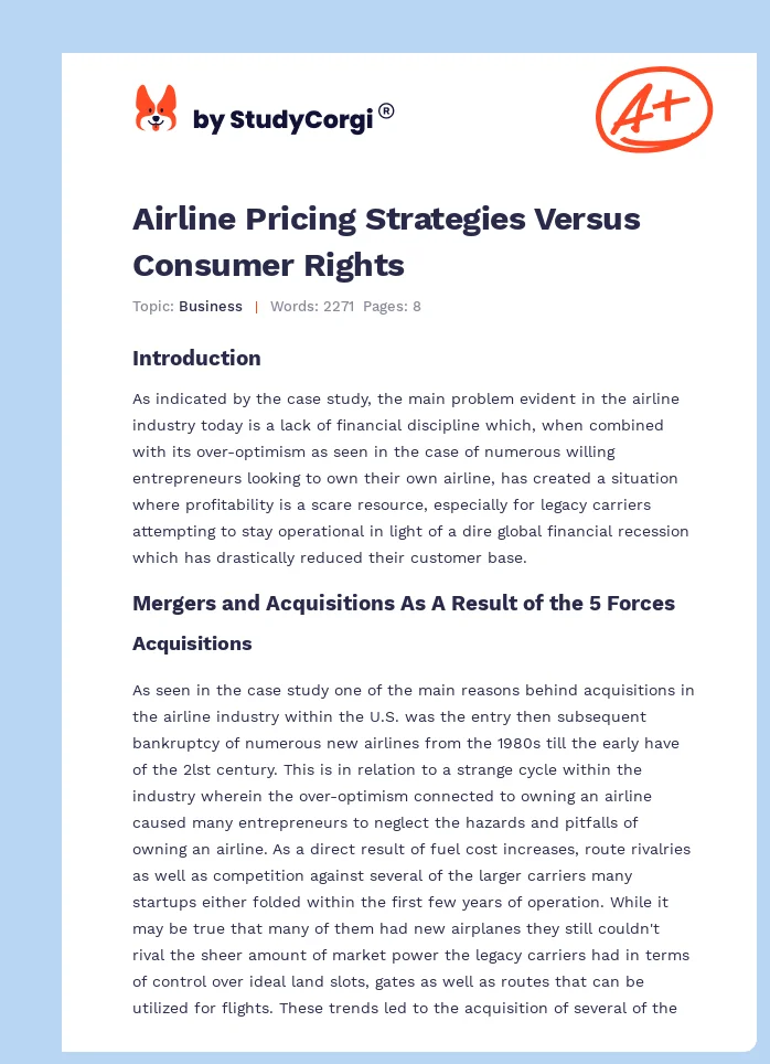 Airline Pricing Strategies Versus Consumer Rights. Page 1