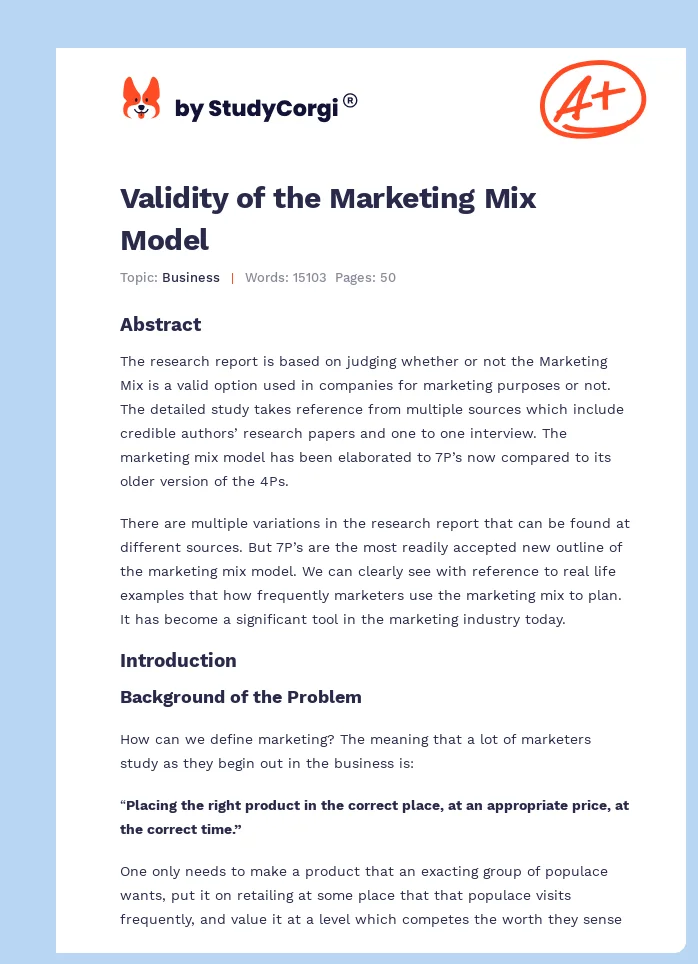Validity of the Marketing Mix Model. Page 1