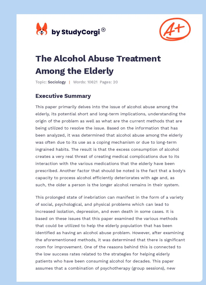 The Alcohol Abuse Treatment Among the Elderly. Page 1