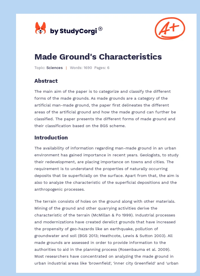 Made Ground's Characteristics. Page 1