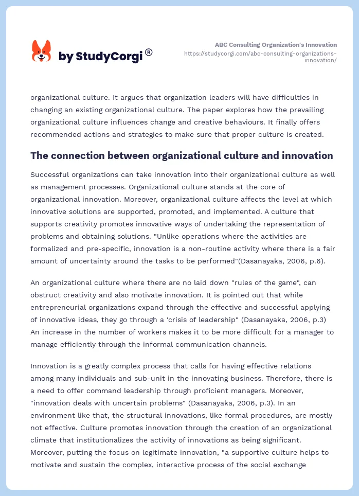 ABC Consulting Organization's Innovation. Page 2