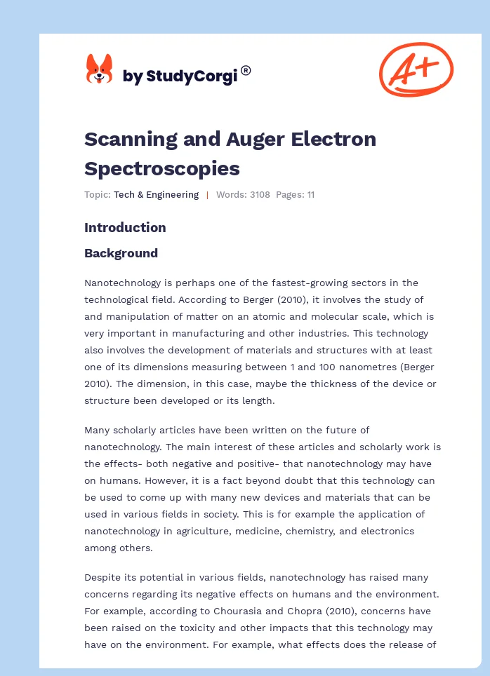 Scanning and Auger Electron Spectroscopies. Page 1
