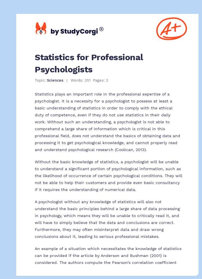 Statistics for Professional Psychologists. Page 1