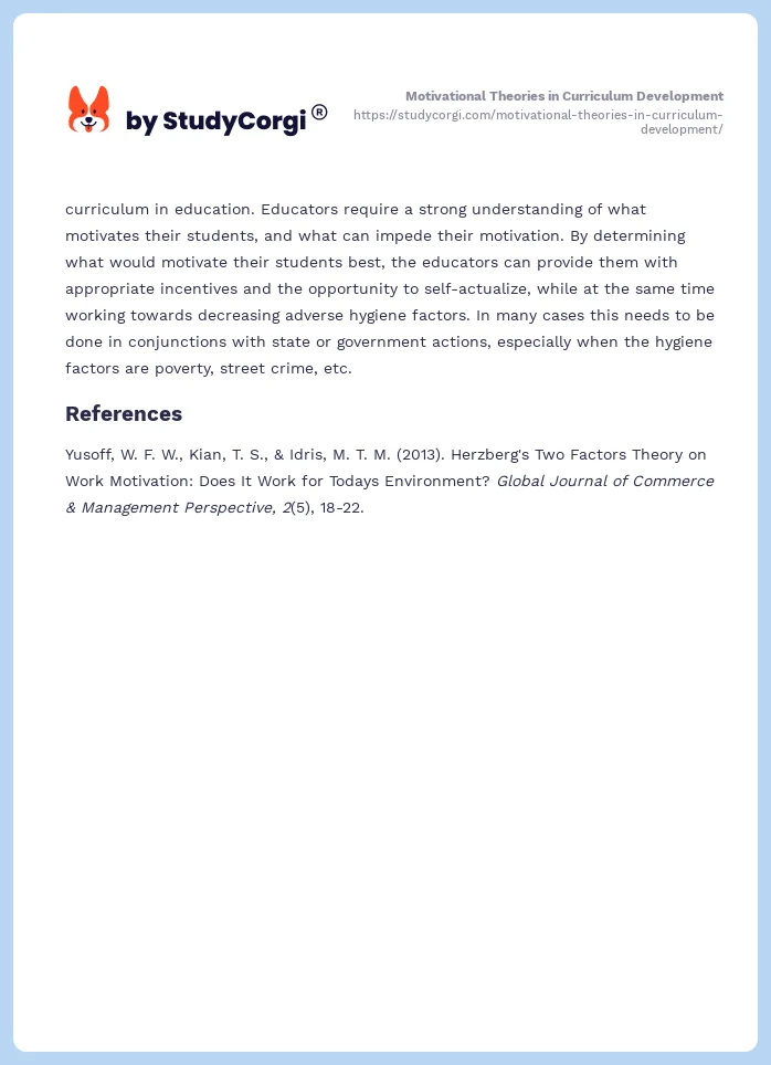 Motivational Theories in Curriculum Development. Page 2