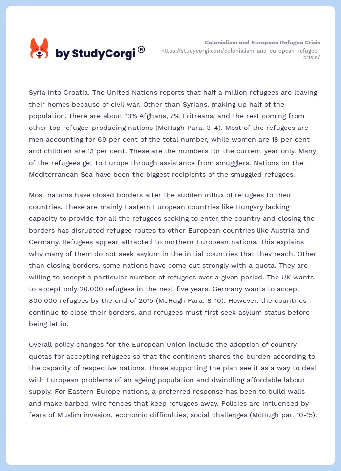 Colonialism and European Refugee Crisis. Page 2