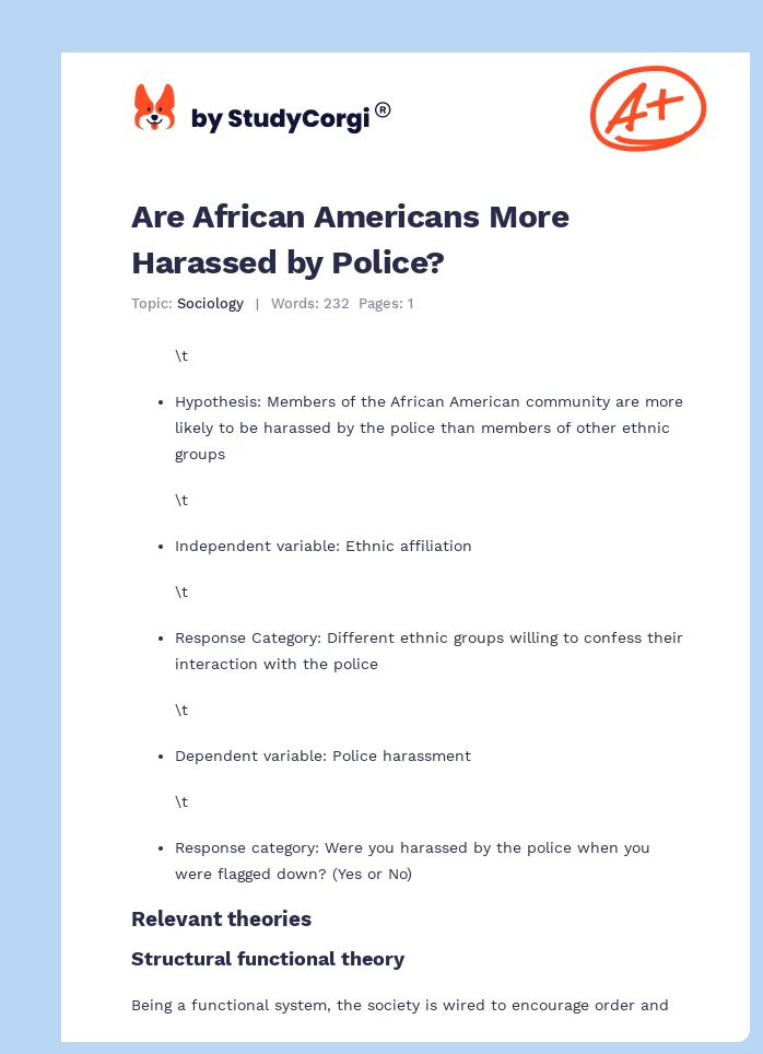 Are African Americans More Harassed by Police?. Page 1