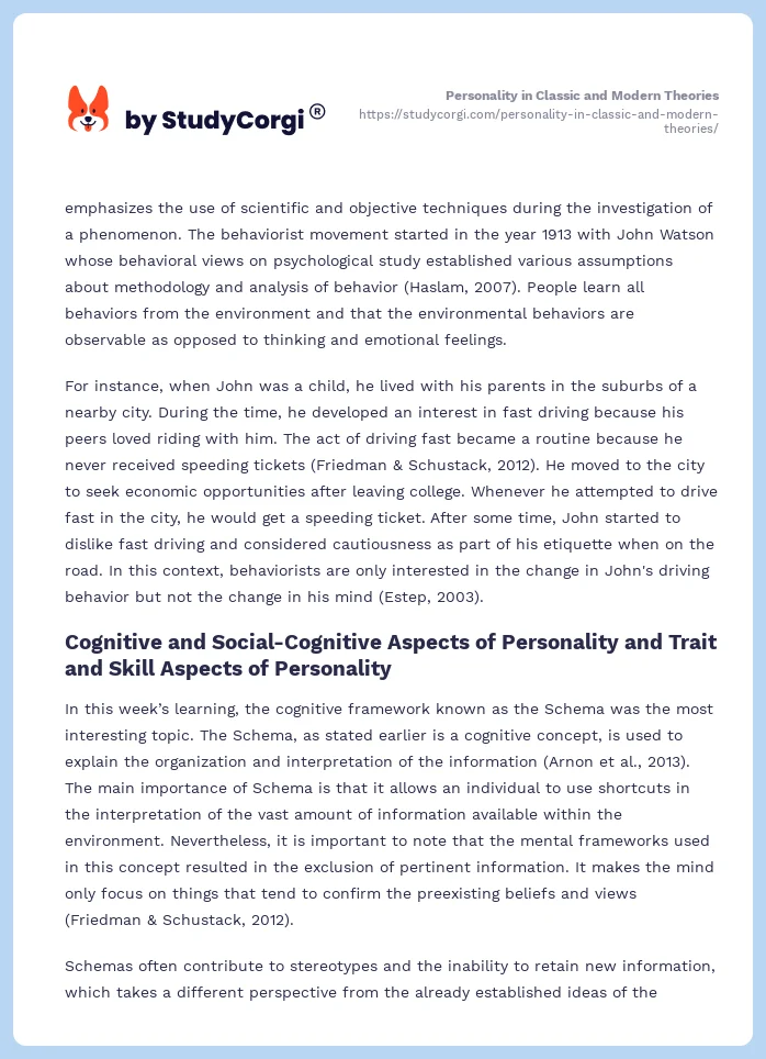 Personality in Classic and Modern Theories. Page 2