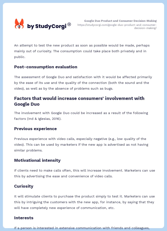 Google Duo Product and Consumer Decision-Making. Page 2