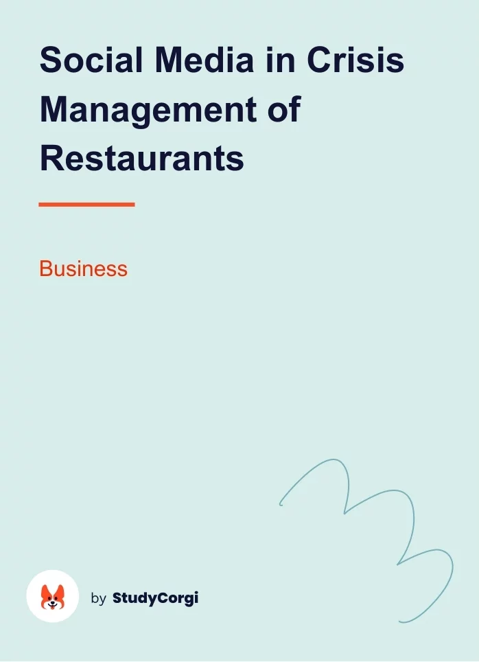 Social Media in Crisis Management of Restaurants. Page 1