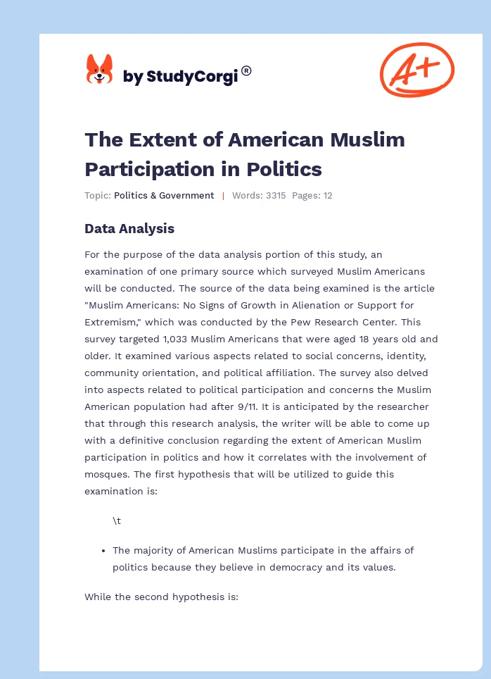 The Extent of American Muslim Participation in Politics. Page 1