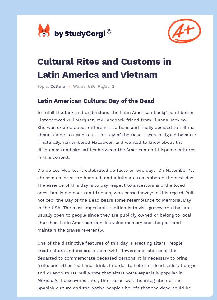 Cultural Rites and Customs in Latin America and Vietnam. Page 1