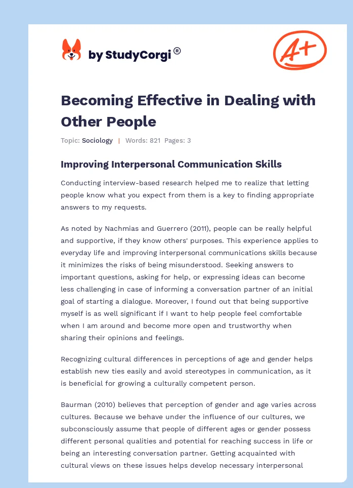 Becoming Effective in Dealing with Other People. Page 1